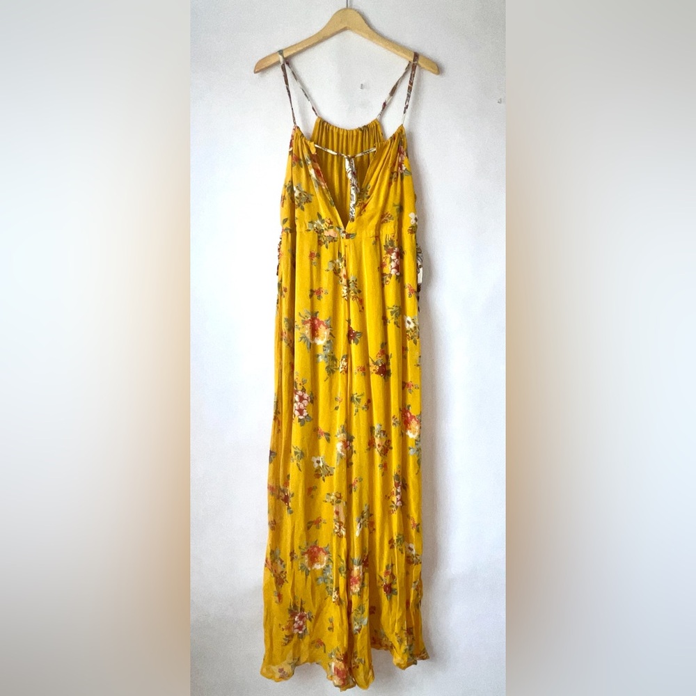 Free people - Georgia Yellow floral jumpsuit size XS( flaw) - Picture 9 of 16